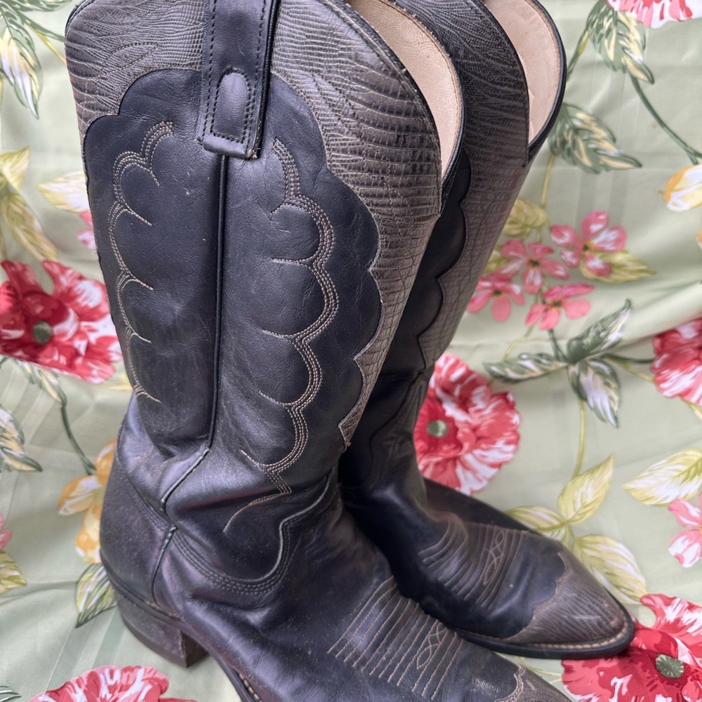 Black Leather Western Boots